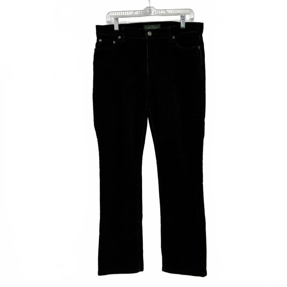 LRL Lauren Jeans Co. Women's Black Corduroy Classic Straight Pants Size 10